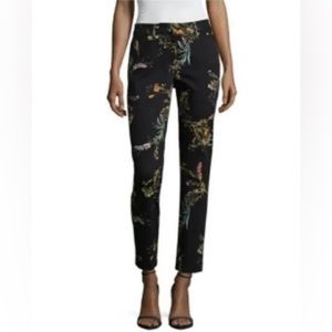 Worthington Black Floral Stretch Ankle Pants Petite Size 8p